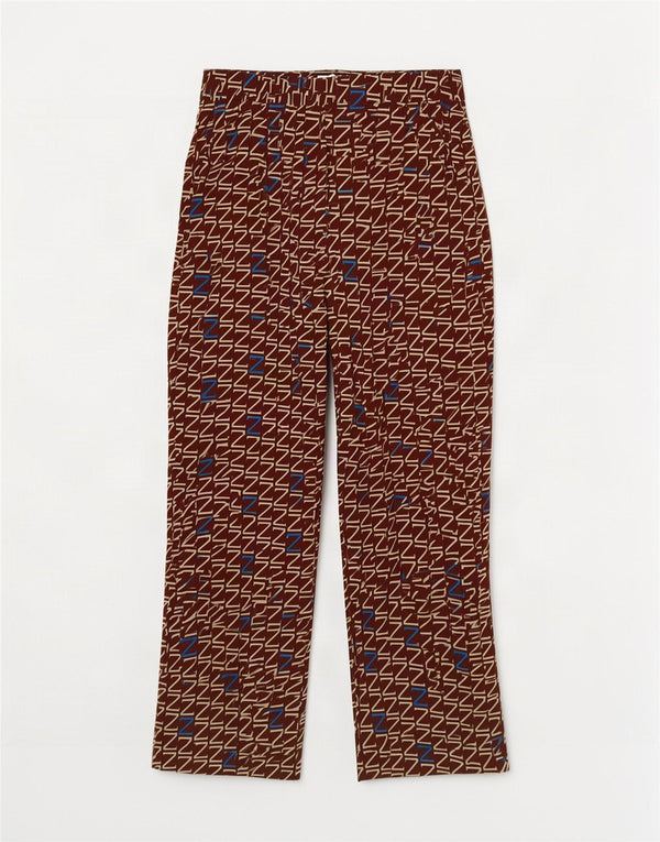 Zara Graphic Straight Cropped Bukser Small W26 L25 Brun Polyester
