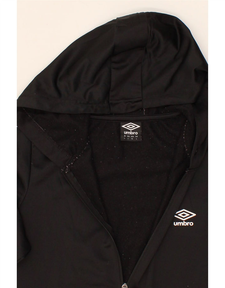 UMBRO Womens Graphic Zip Hoodie Sweater UK 16 Large Black Polyamide Vintage Umbro and Second-Hand Umbro from Messina Hembry 
