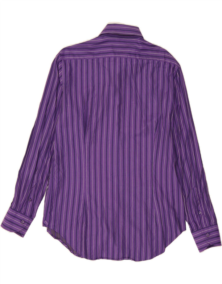 UNGARO Mens Shirt Size 16 41 Large Purple Striped Cotton Vintage Ungaro and Second-Hand Ungaro from Messina Hembry 