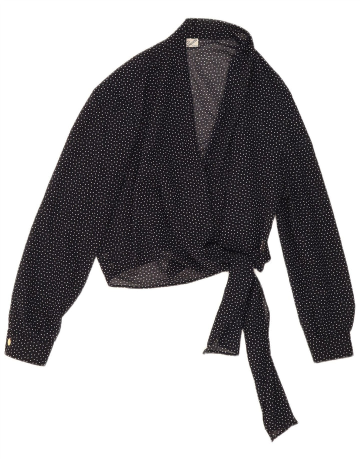 Primavera Firenze Womens Crop Se Through Top US 4 Small Navy Blue