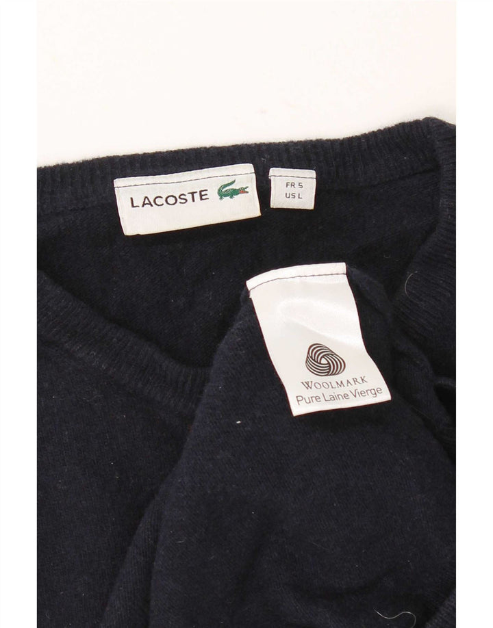 Lacoste Herre Crew Neck Jumper Sweater størrelse 5 Large Navy Blue
