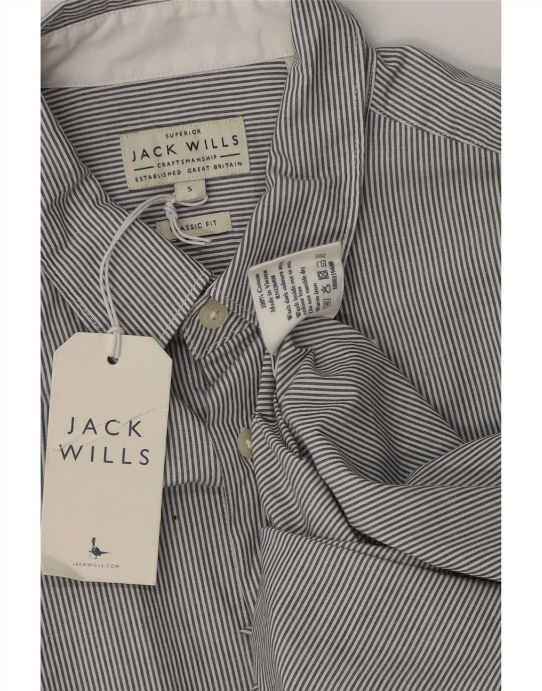Jack Wills Herre Classic Fit skjorte lille grå nålestribet bomuld
