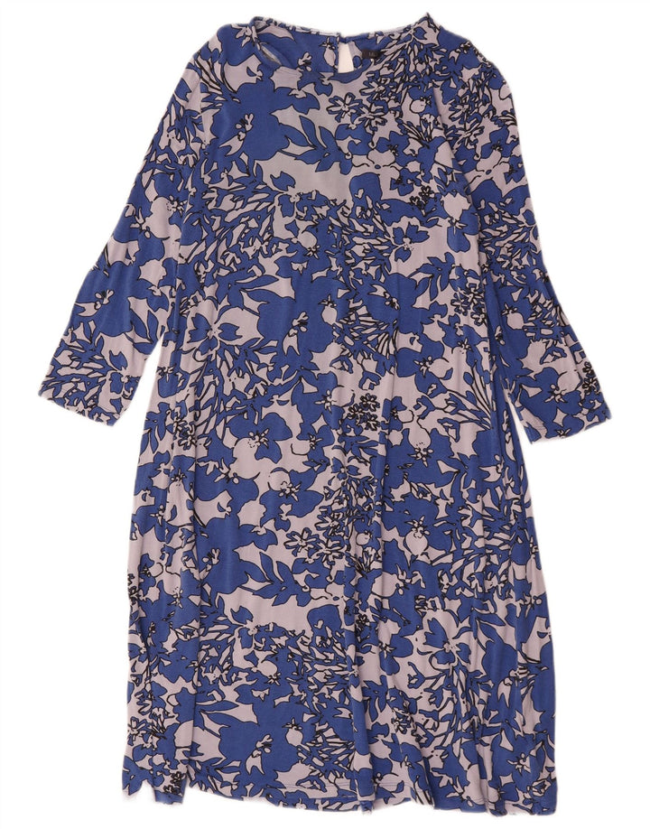 Marks & Spencer Dame 3/4-ærmet Shift Dress UK 12 Medium Blue Floral