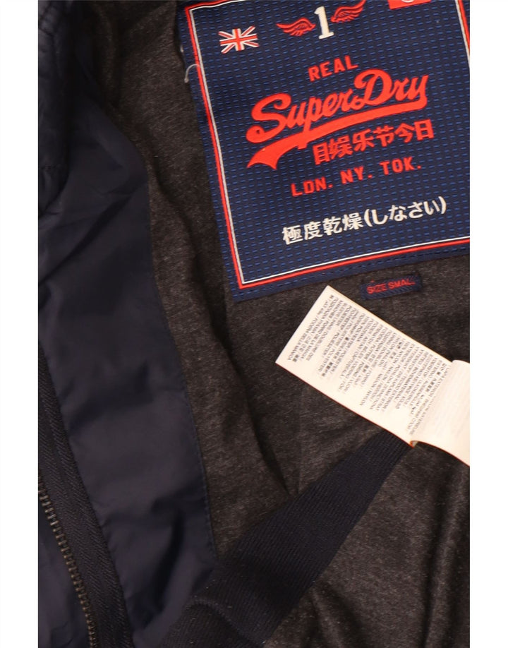 Superdry polstret quiltet jakke til kvinder UK 10 Lille marineblå nylon