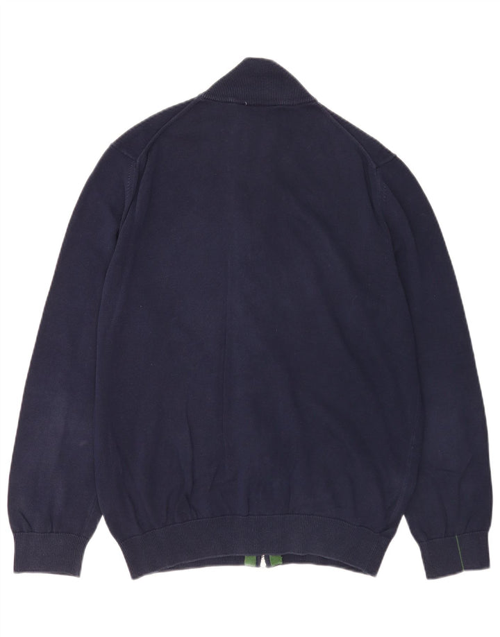 Lacoste Herre Classic Fit Cardigan Sweater Størrelse 4 Medium Marineblå Bomuld