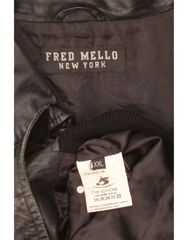Fred Mello Dame Læderjakke UK 20 2XL Sort Læder