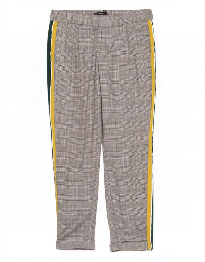 Zara Slim Cropped Bukser Små W26 L26 Grå Houndstooth