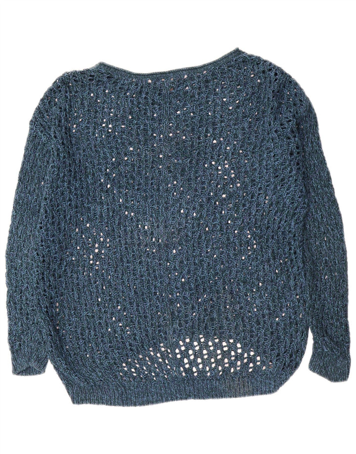 Eddie Bauer Dame Oversized Boat Neck Jumper Sweater UK 14 Medium Navy Blu