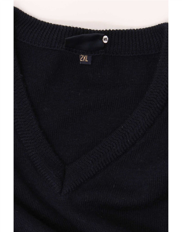 Gabicci Herre V-hals sweater 2XL marineblå uld