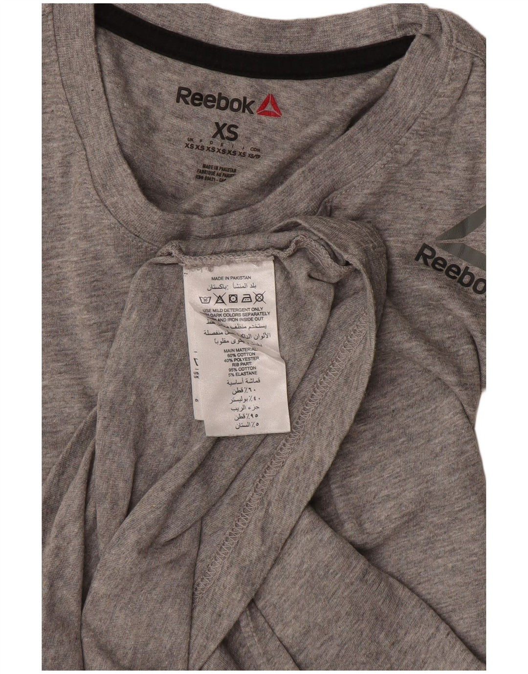 REEBOK Herre T-Shirt Top XS Grå Flecked Bomuld