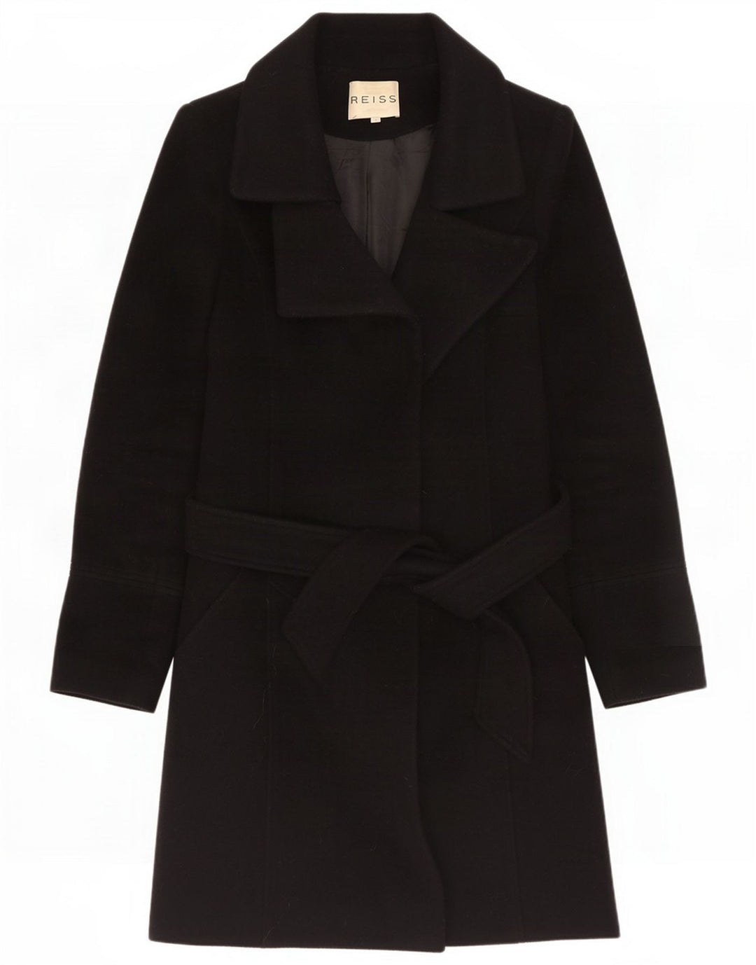 Reiss Dame Oversized Overfrakke UK 10 Small Black Wool
