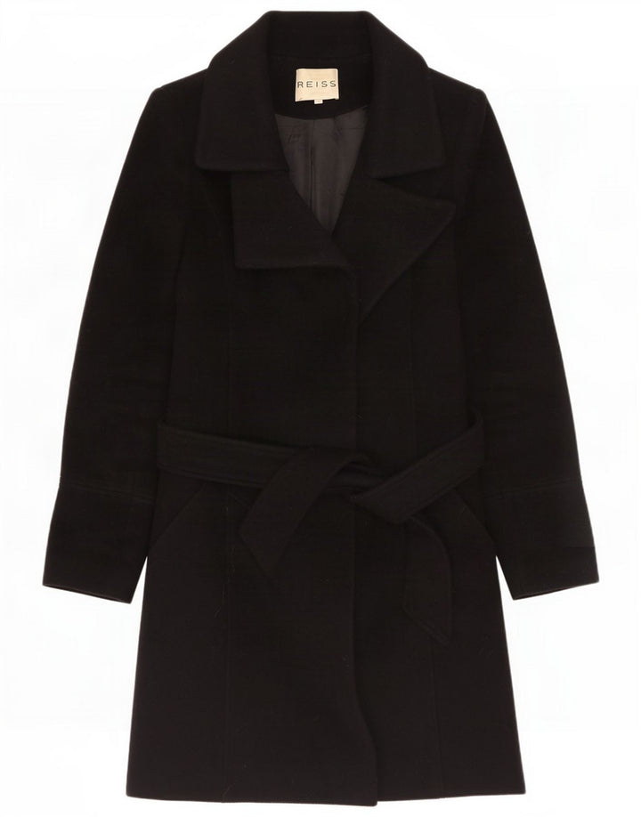 Reiss Dame Oversized Overfrakke UK 10 Small Black Wool