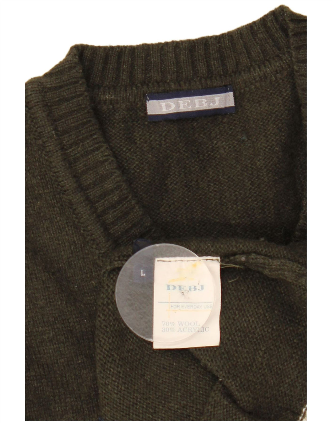 Vintage Herre V-hals sweater Stor Khaki Argyle/Diamond Wool