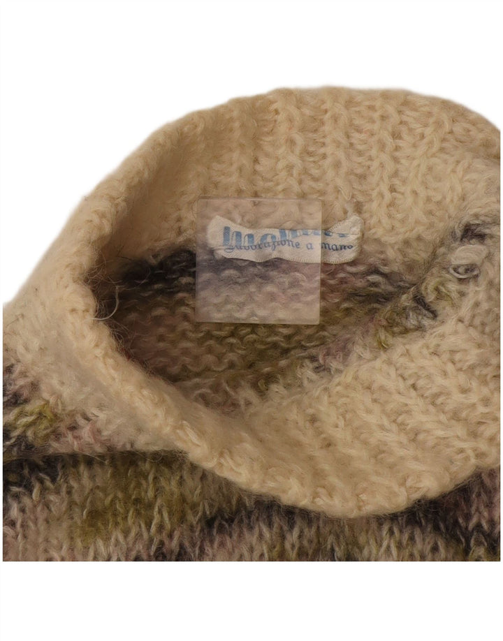 Vintage Dame Turtle Neck Jumper Sweater UK 12 Medium Beige Flecked