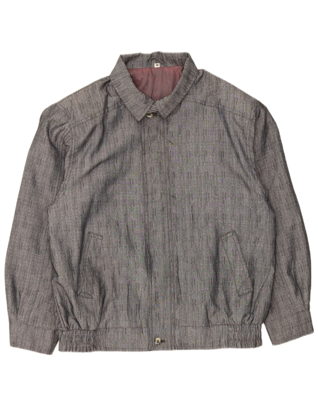 Vintage bomberjakke til mænd IT 50 Stor grå ternet polyester