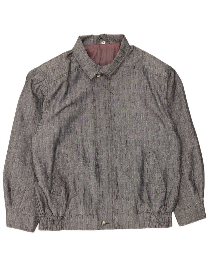 Vintage bomberjakke til mænd IT 50 Stor grå ternet polyester