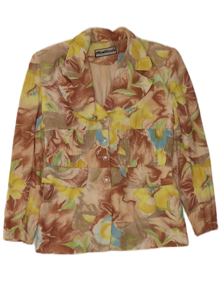 Vintage Dame 4 Button Blazer Jacket UK 10 Small Multicolored Floral