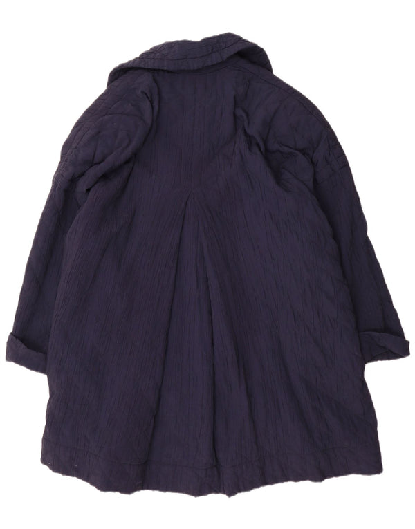 Byblos Dame Dobbeltradet Quiltet Overfrakke UK 20 2XL Navy Blue Viscose