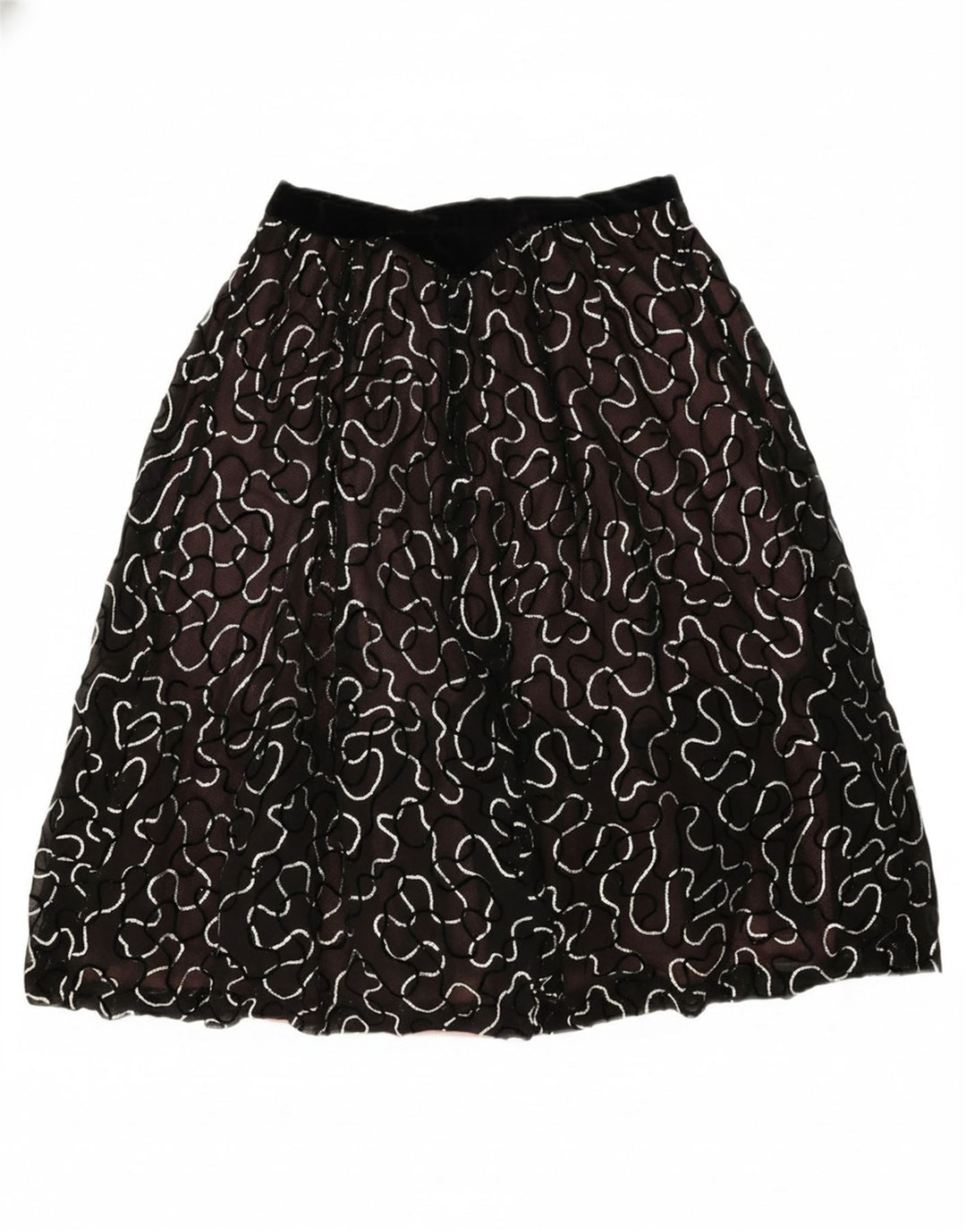 VINTAGE Womens Abstract Pattern A-Line Skirt W30 Medium Black