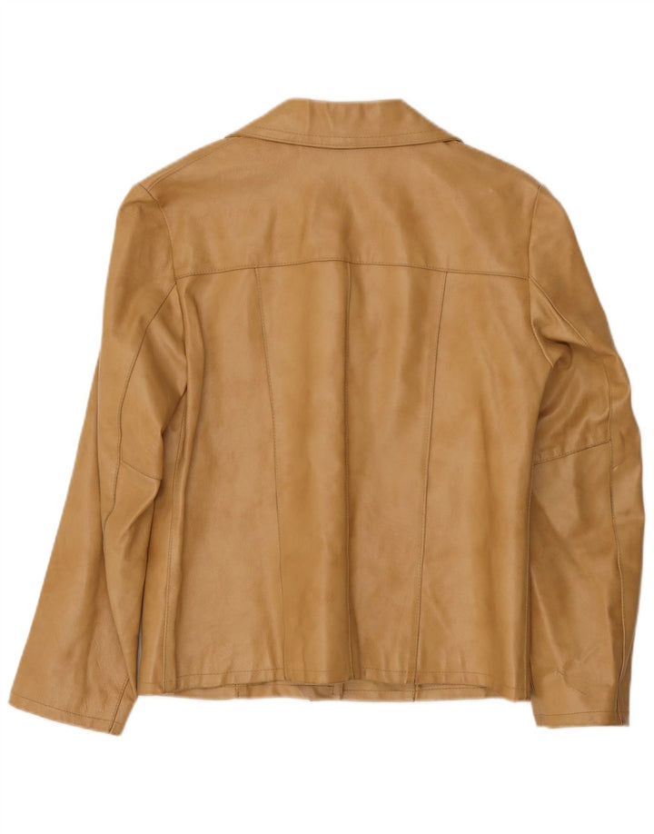 Vintage læderjakke til kvinder IT 44 Medium Beige Læder