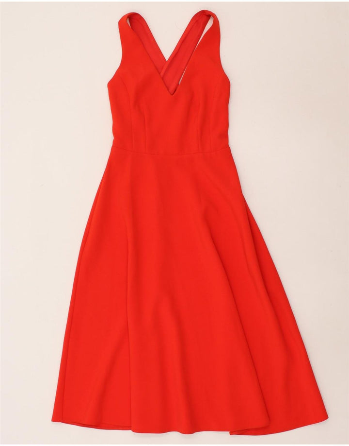 WAREHOUSE Womens Sleeveless A-Line Dress UK 6 XS Orange Polyester Vintage Warehouse and Second-Hand Warehouse from Messina Hembry 