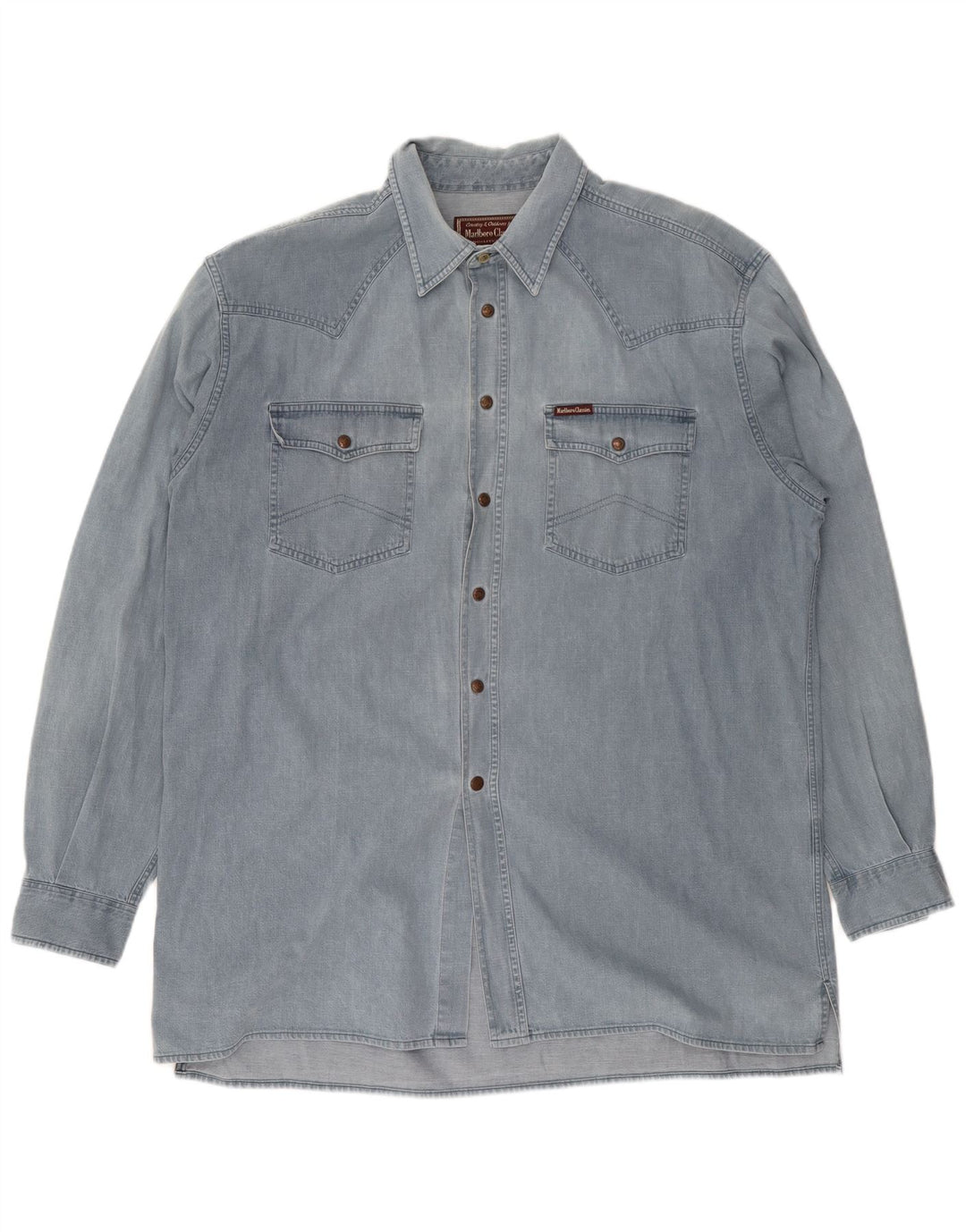 Marlboro Classics Denimskjorte til mænd 2XL Blå Bomuld
