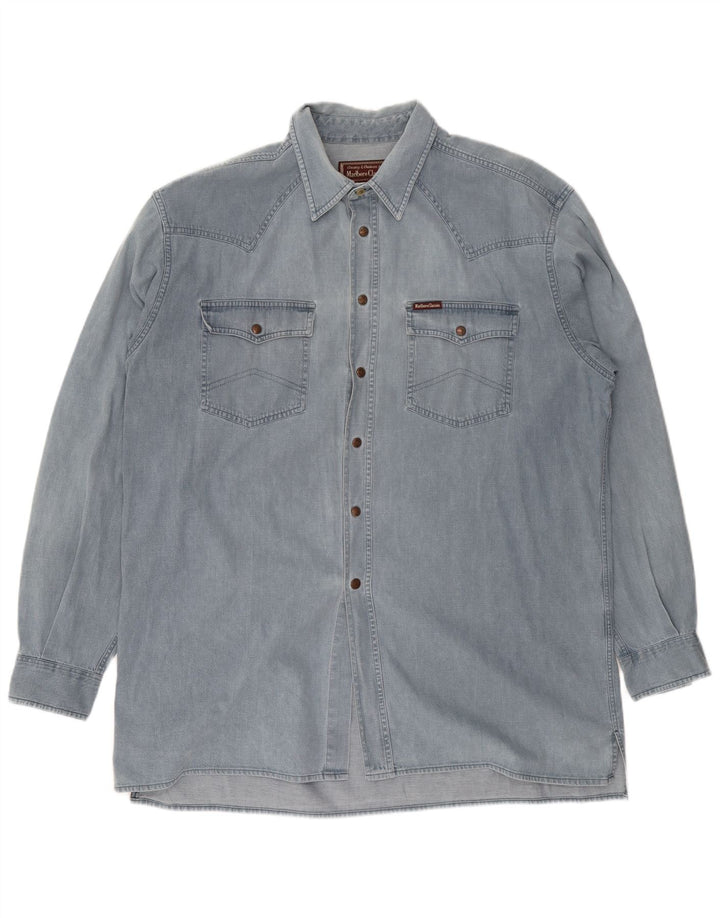 Marlboro Classics Denimskjorte til mænd 2XL Blå Bomuld