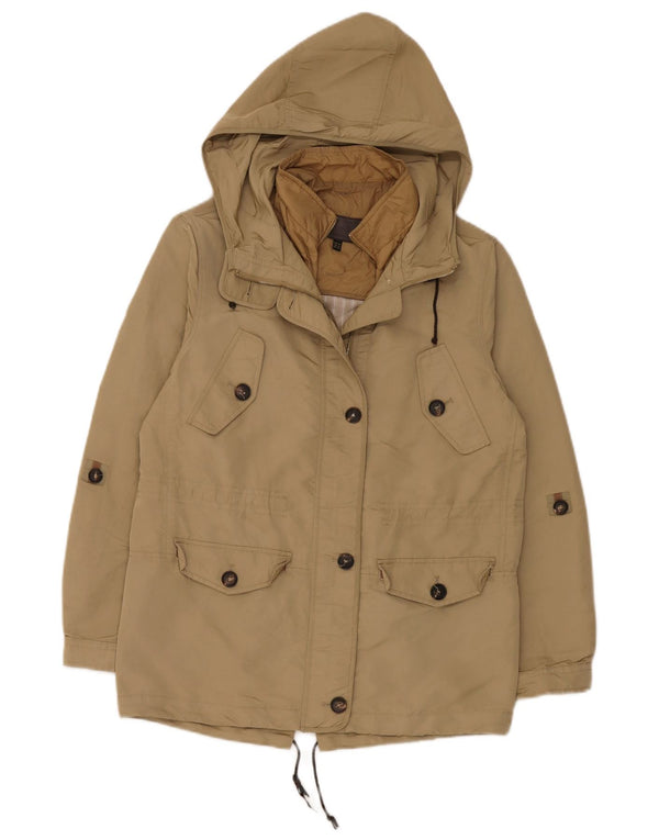 Massimo Dutti Dame Hætte Oversized Parka Jacket UK 6 XS Khaki