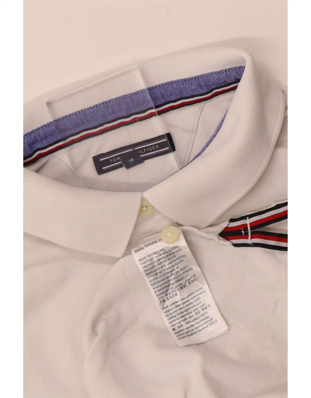 TOMMY HILFIGER drenge poloshirt 15-16 år hvid bomuld