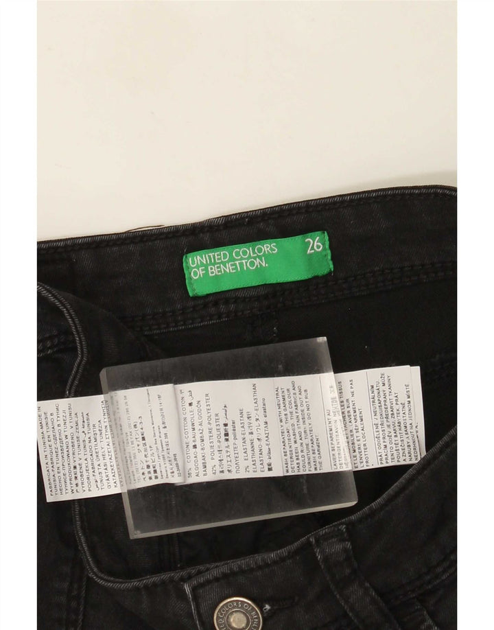 Benetton Dame Slim Jeans W26 L29 Sort Bomuld