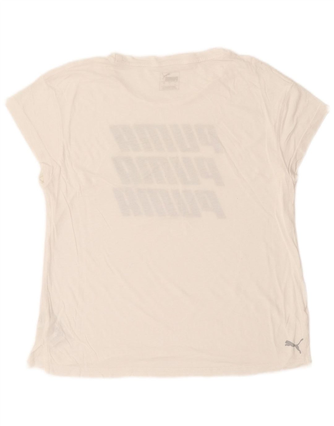 Puma Dame Oversized grafisk T-shirt Top UK 10 Lille hvid bomuld