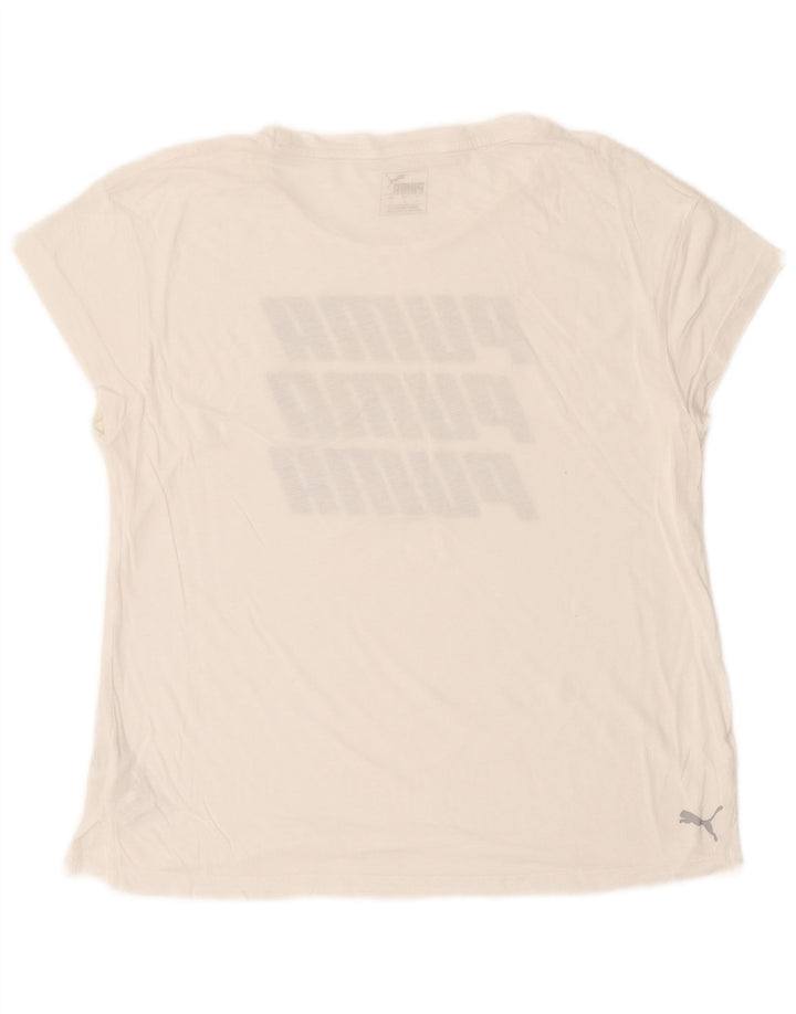 Puma Dame Oversized grafisk T-shirt Top UK 10 Lille hvid bomuld