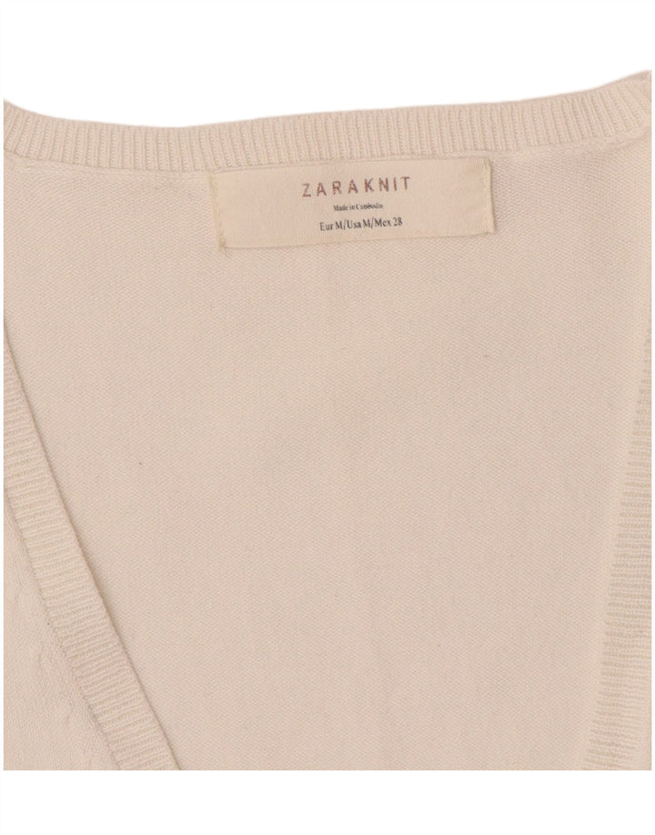 Zara Dame Cardigan Sweater UK 12 Medium White