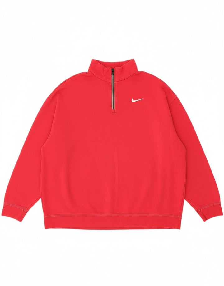 Nike Dame Oversized Zip Neck Sweatshirt Jumper UK 14 Medium Pink Bomuld