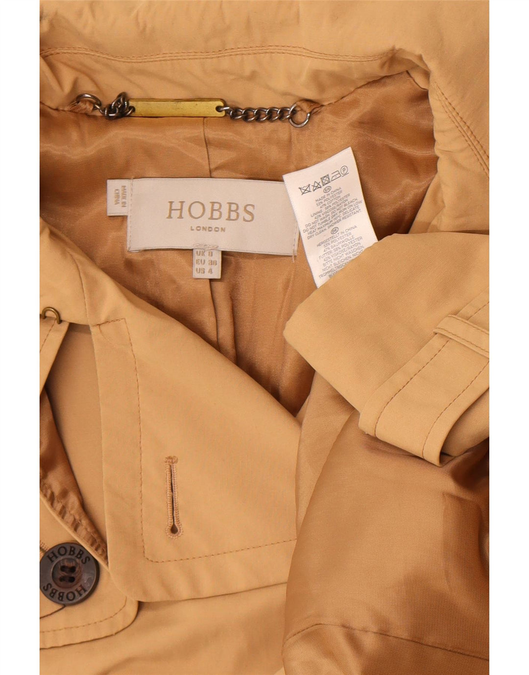 Hobbs Trench Coat til kvinder UK 8 Small Beige Polyester