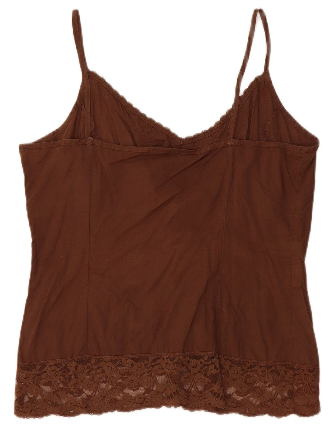 Benetton Dame Crop Cami Top UK 12 Medium Brun Bomuld