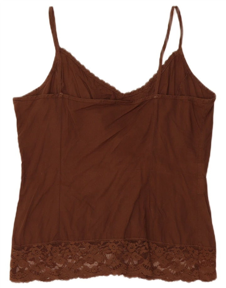 Benetton Dame Crop Cami Top UK 12 Medium Brun Bomuld