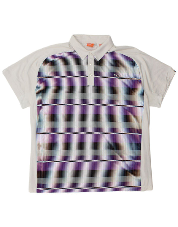 PUMA Poloshirt til mænd 2XL Hvid nålestribet polyester