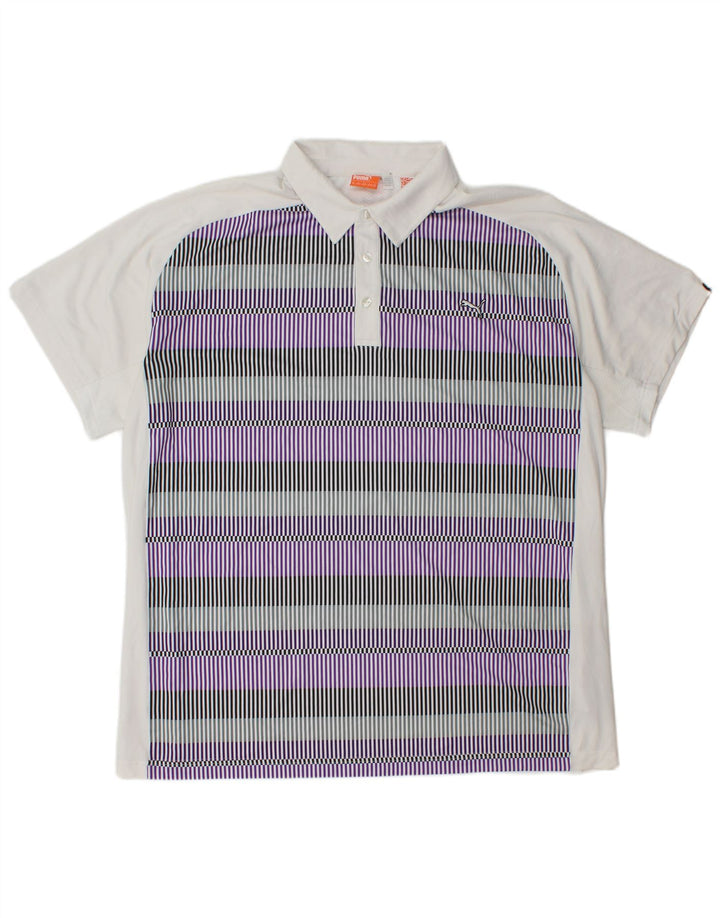 PUMA Poloshirt til mænd 2XL Hvid nålestribet polyester
