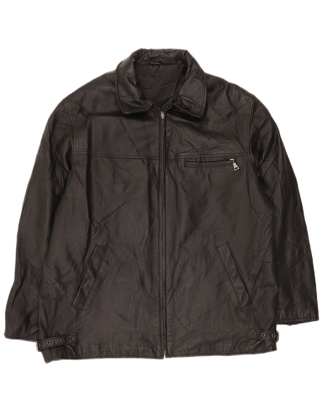 ANGELO LITRICO Herre Læderjakke UK 42 XL Sort Læder