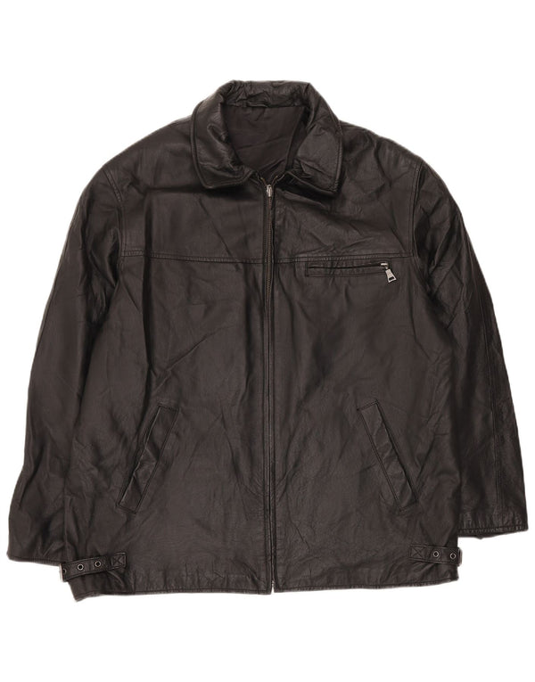 ANGELO LITRICO Herre Læderjakke UK 42 XL Sort Læder