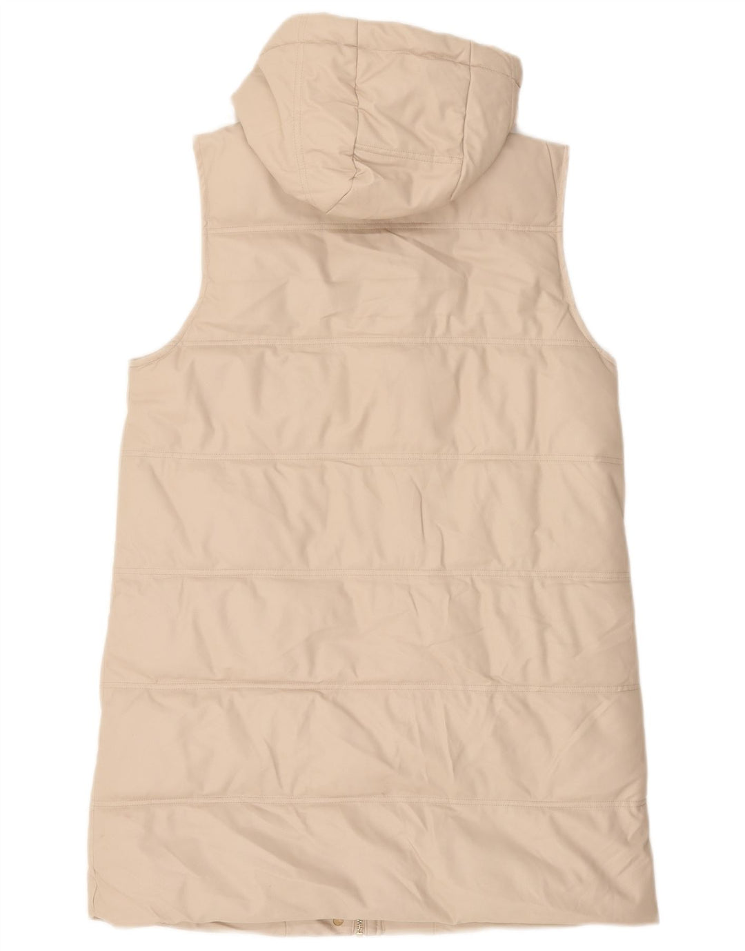 Zara Dame Hætte ærmeløs polstret jakke UK 14 Medium Beige Polyester