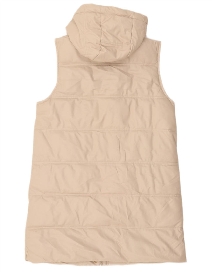 Zara Dame Hætte ærmeløs polstret jakke UK 14 Medium Beige Polyester