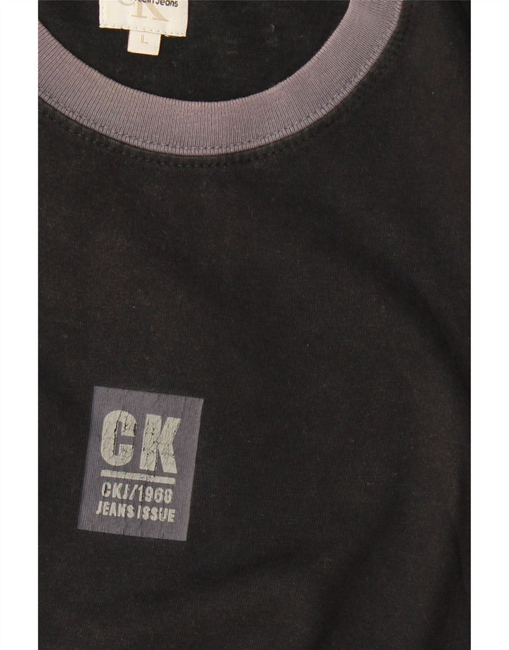 CALVIN KLEIN JEANS Herre T-Shirt Top Stor Sort Bomuld