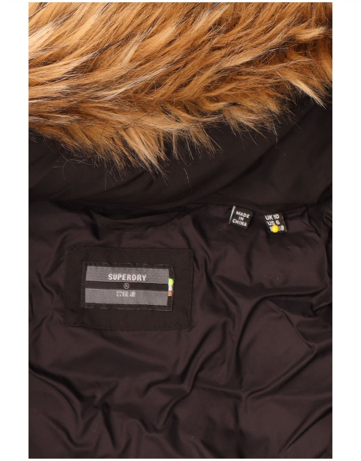 Superdry polstret hættejakke til kvinder UK 10 Lille sort nylon