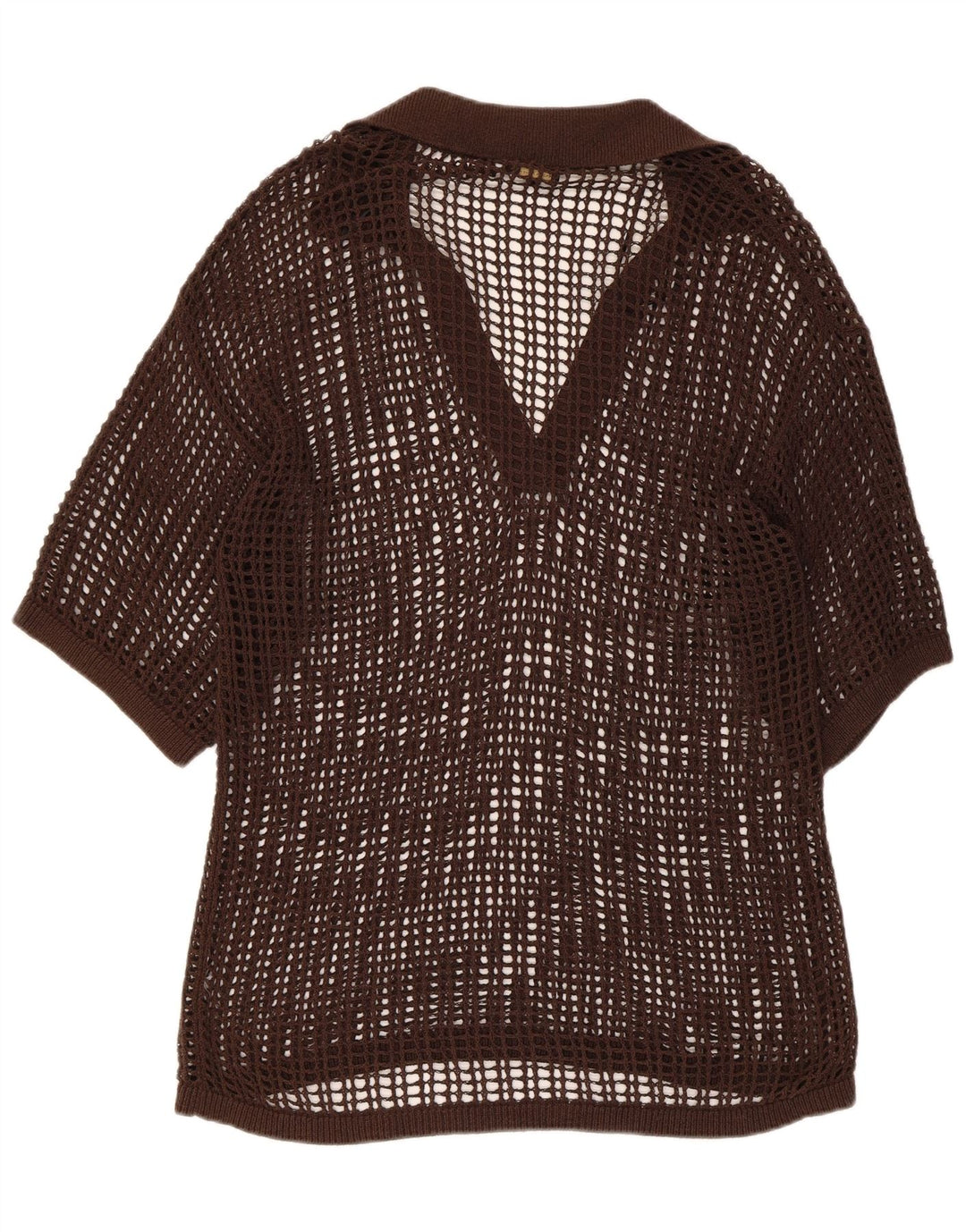 Massimo Dutti Dame Se Through Hæklet Bluse Top UK 14 Medium Brun