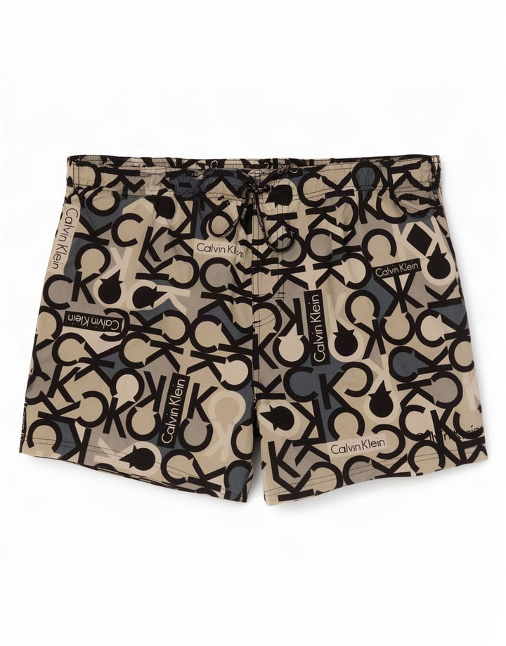 Calvin Klein Herre grafiske svømmeshorts XL Grå Nylon