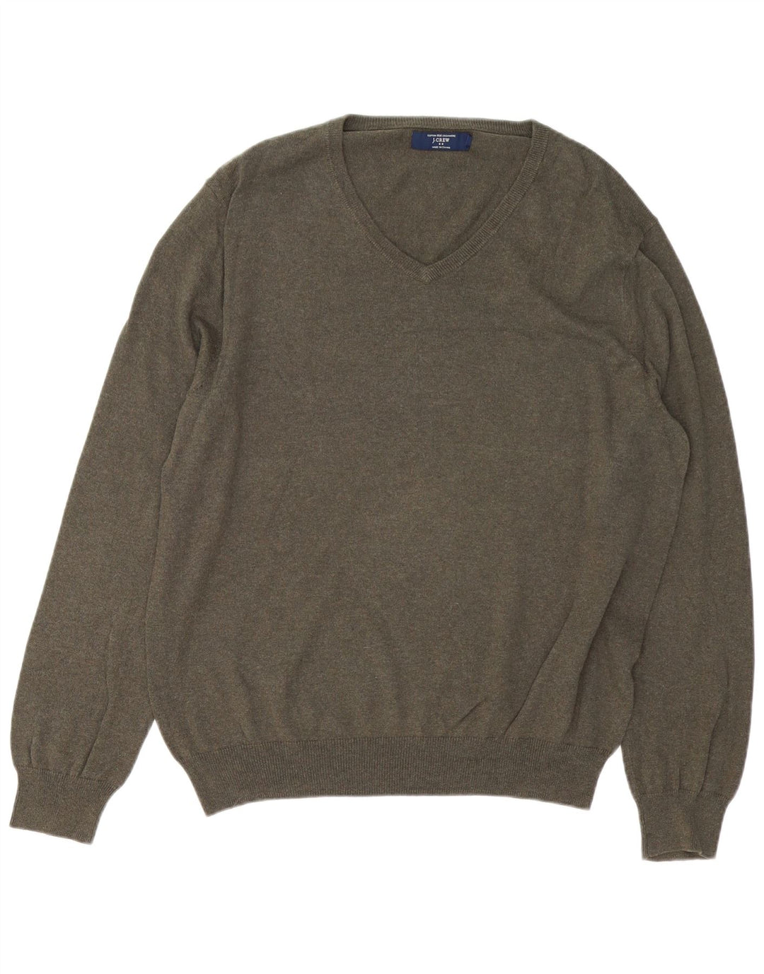 J. CREW Herre V-hals sweater Stor Khaki Bomuld