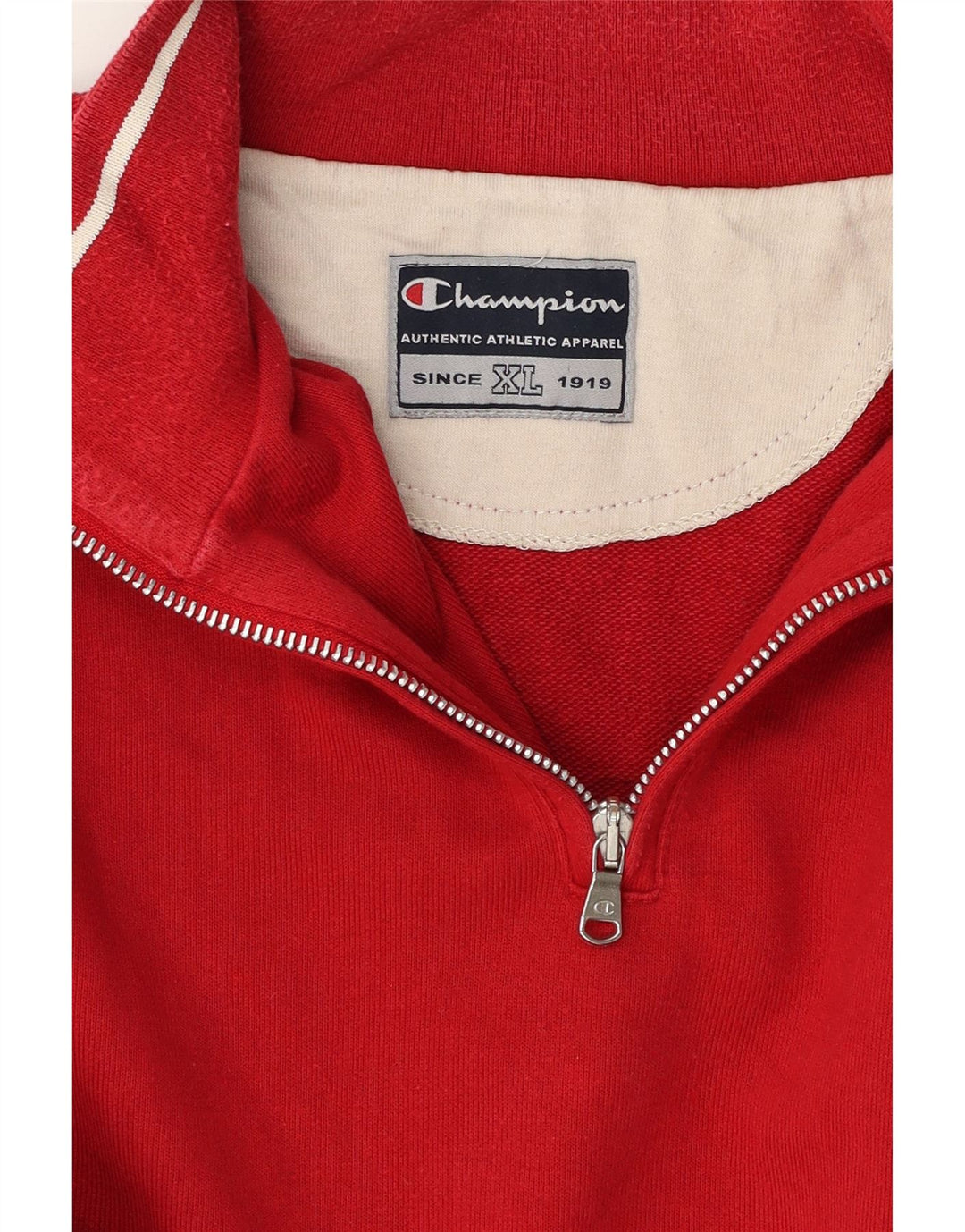 CHAMPION Mens Zip Neck Sweatshirt Jumper XL Red Cotton Vintage Champion and Second-Hand Champion from Messina Hembry 