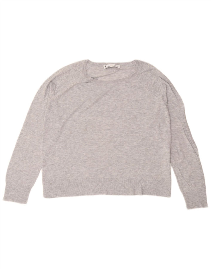Zara Dame Loose Fit Bluse Top UK 14 Medium Grey Viscose